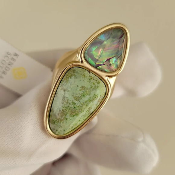 NWT Kendra Scott Gold Tone Margot Cocktail Statement Ring 14K Gold Plated - Picture 2 of 8